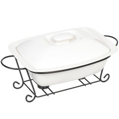 وعاء سيراميك مستطيل 31 سم على حامل معدني,وعاء سيراميك مستطيل 31 سم على حامل معدني