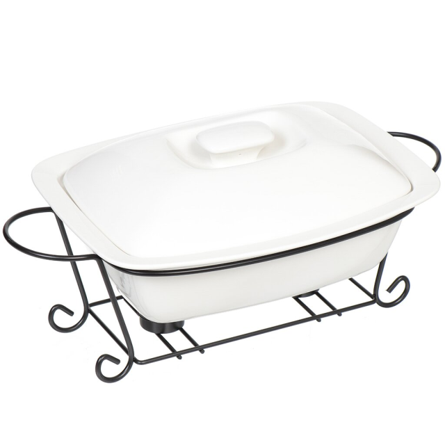 وعاء سيراميك مستطيل 31 سم على حامل معدني,وعاء سيراميك مستطيل 31 سم على حامل معدني