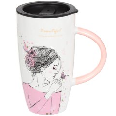 Керамическая кружка Lady с крышкой 640 мл,Керамическая кружка Lady с крышкой 640 мл