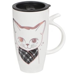 كوب سيراميك مع غطاء على شكل قطة لطيفة، 640 مل,كوب سيراميك مع غطاء على شكل قطة لطيفة، 640 مل