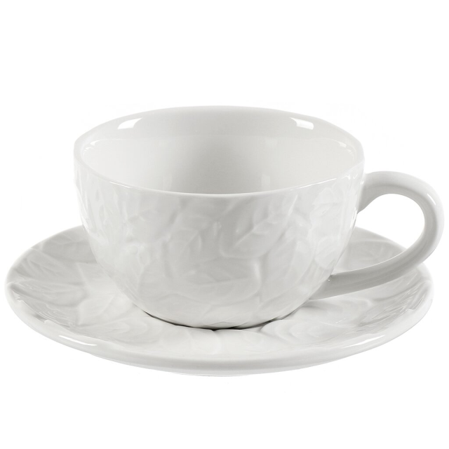 كوب وصحن سيراميك بتصميم أوراق الشجر 270 مل من الخزف العظمي الجديد,كوب وصحن سيراميك بتصميم أوراق الشجر 270 مل من الخزف العظمي الجديد