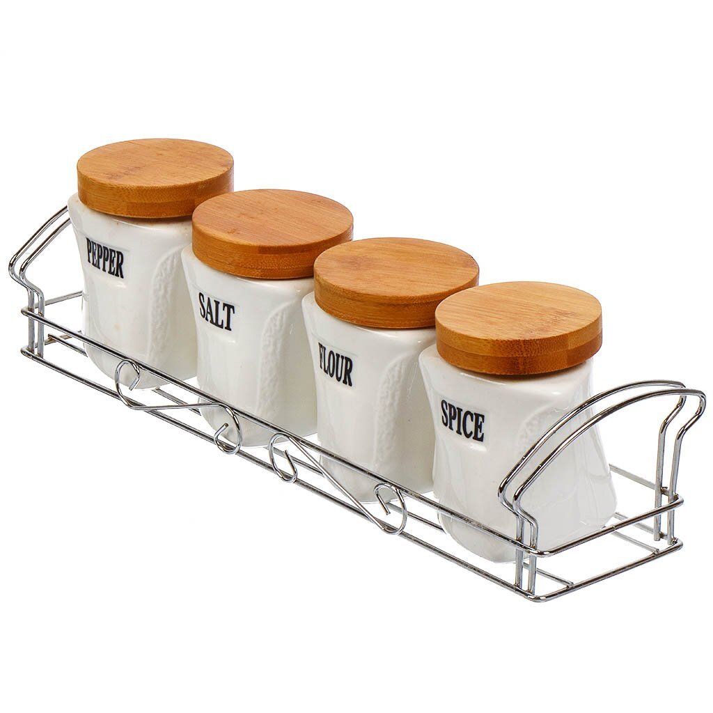4PCS Ceramic Jar Set on Metal Stand,4PCS Ceramic Jar Set on Metal Stand