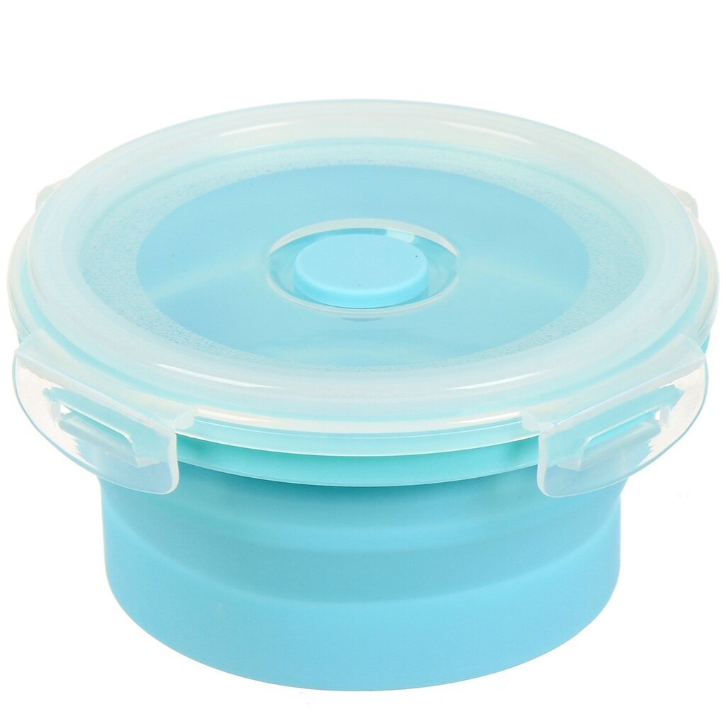 Silicone Food Canister Folding Round Blue 350ML,Silicone Food Canister Folding Round Blue 350ML