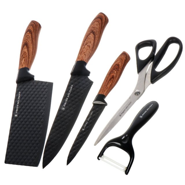 Набор ножей из 5 предметов, нержавеющая сталь, черный,Набор ножей из 5 предметов, нержавеющая сталь, черный