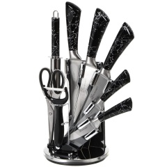 مجموعة سكاكين من الفولاذ المقاوم للصدأ مكونة من 8 قطع على حامل بمقبض بلاستيكي,مجموعة سكاكين من الفولاذ المقاوم للصدأ مكونة من 8 قطع على حامل بمقبض بلاستيكي