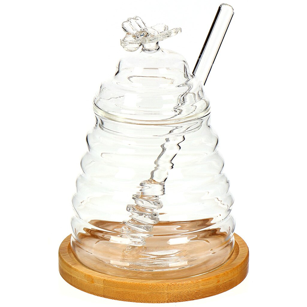 Glass Honey Jar With Lid & Spoon 12CM 260ML,Glass Honey Jar With Lid & Spoon 12CM 260ML