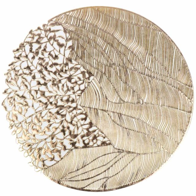 مفرش طاولة دائري مزخرف من البوليمر الذهبي مقاس 38*38 سم,مفرش طاولة دائري مزخرف من البوليمر الذهبي مقاس 38*38 سم