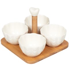 مجموعة من 4 قطع من أوعية السلطة على حامل من الخيزران 15*19*19 سم,مجموعة من 4 قطع من أوعية السلطة على حامل من الخيزران 15*19*19 سم