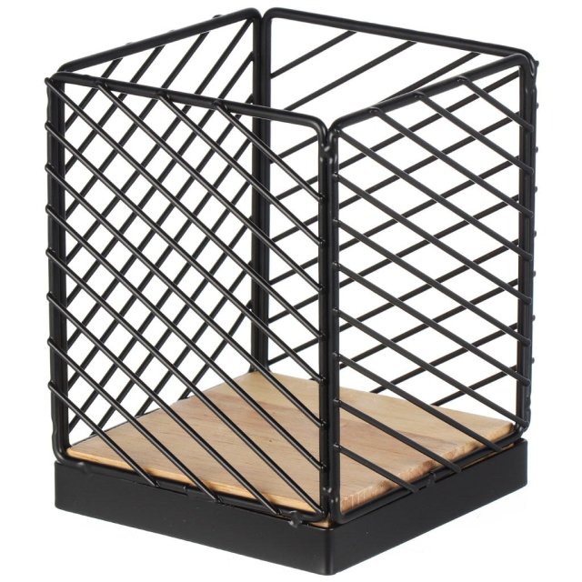 Металлическая квадратная подставка для столовых приборов, черная, 11 см,Металлическая квадратная подставка для столовых приборов, черная, 11 см