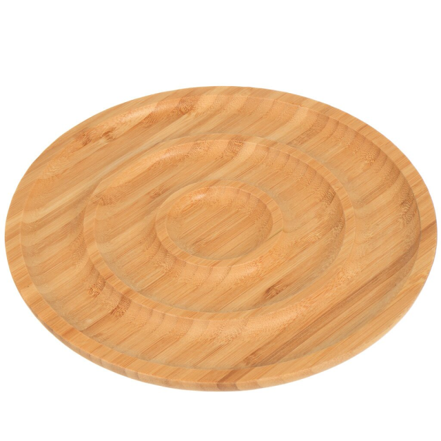 Round Bamboo Serving Tray with Durable Eco-Friendly Design,Round Bamboo Serving Tray for Kitchen Goods | Nidrink