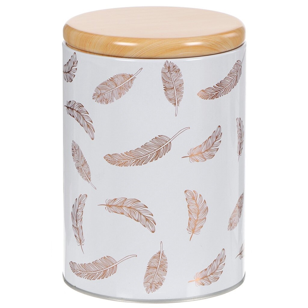 Metal Storage Box Jar With Lid White Feathers Design 11*15CM,Metal Storage Box Jar With Lid White Feathers Design 11*15CM