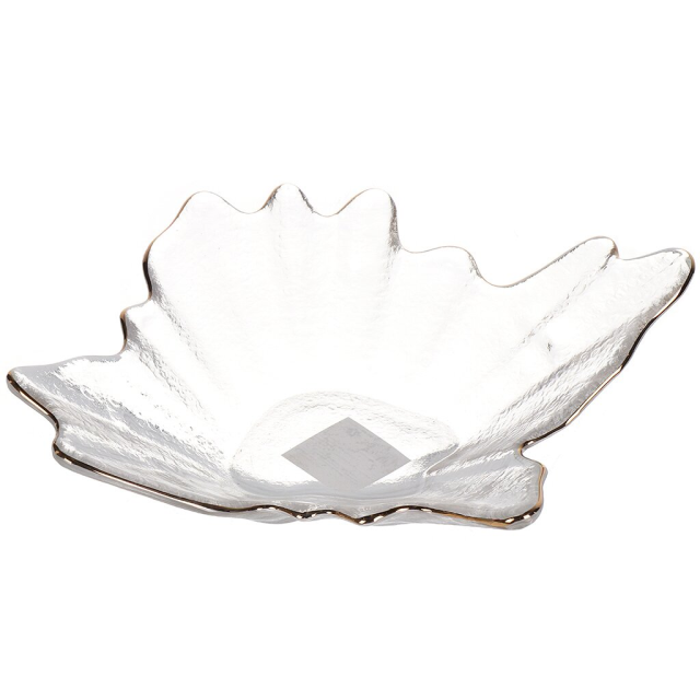 طبق تقديم زجاجي 29.2*7.5 سم مع خط ذهبي,طبق تقديم زجاجي 29.2*7.5 سم مع خط ذهبي