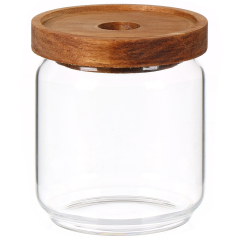 برطمان زجاجي للمنتجات السائبة بغطاء خشبي سعة 450 مل,برطمان زجاجي للمنتجات السائبة بغطاء خشبي سعة 450 مل
