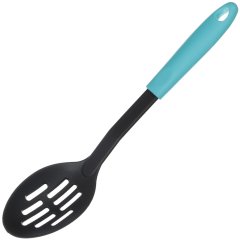 Кухонная ложка с прорезью, синяя пластиковая ручка,Кухонная ложка с прорезью, синяя пластиковая ручка