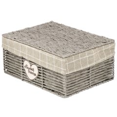 Прямоугольная корзина из бумажной веревки с металлом 38*28*17 см с тканью внутри,Прямоугольная корзина из бумажной веревки с металлом 38*28*17 см с тканью внутри