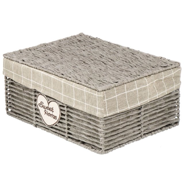 Прямоугольная корзина из бумажной веревки с металлом 38*28*17 см с тканью внутри,Прямоугольная корзина из бумажной веревки с металлом 38*28*17 см с тканью внутри
