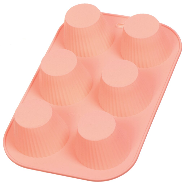 صينية خبز مستطيلة من السيليكون لـ 6 كب كيك وردية 17.5 × 25.5 سم,صينية خبز مستطيلة من السيليكون لـ 6 كب كيك وردية 17.5 × 25.5 سم