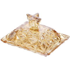 طبق زبدة زجاجي عسل 15.5*8 سم,طبق زبدة زجاجي عسل 15.5*8 سم