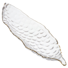 طبق زجاجي 37.5*11 سم مع خط ذهبي,طبق زجاجي 37.5*11 سم مع خط ذهبي