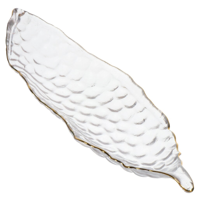 طبق زجاجي 37.5*11 سم مع خط ذهبي,طبق زجاجي 37.5*11 سم مع خط ذهبي