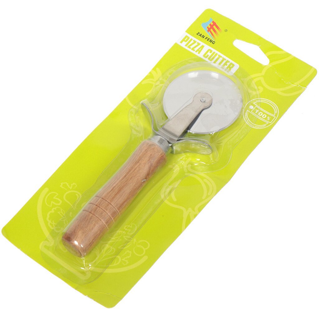 Pizza Cutter with Wooden Handle Stainless Steel Wheel for Commercial Use,Pizza Cutter with Wooden Handle for Supply | Nidrink
