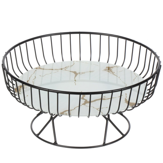 سلة فاكهة معدنية على حامل أسود 27*13*17.5 سم,سلة فاكهة معدنية على حامل أسود 27*13*17.5 سم