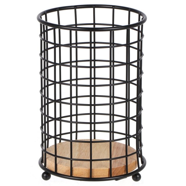 حامل أدوات مائدة معدني دائري أسود 11 سم,حامل أدوات مائدة معدني دائري أسود 11 سم