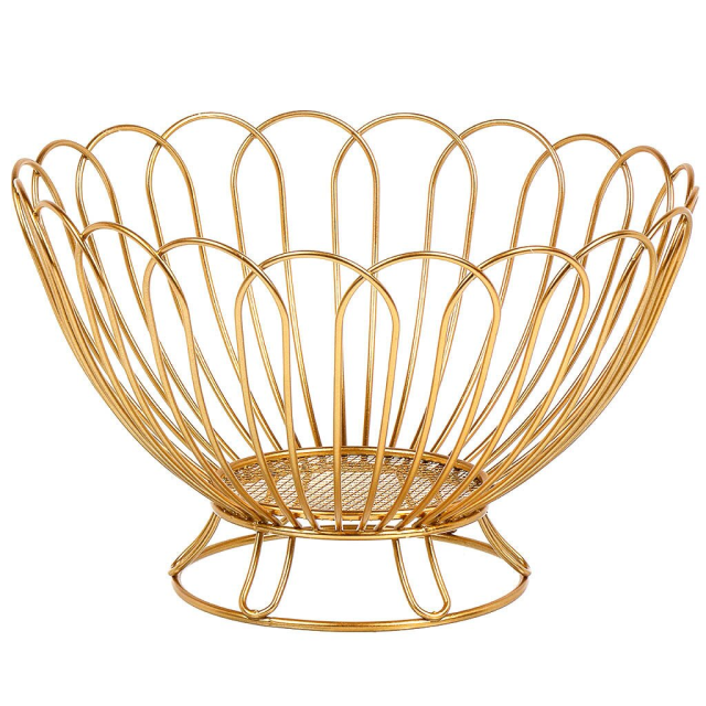 Металлическая корзина для фруктов, золотая, 24*14 см,Металлическая корзина для фруктов, золотая, 24*14 см
