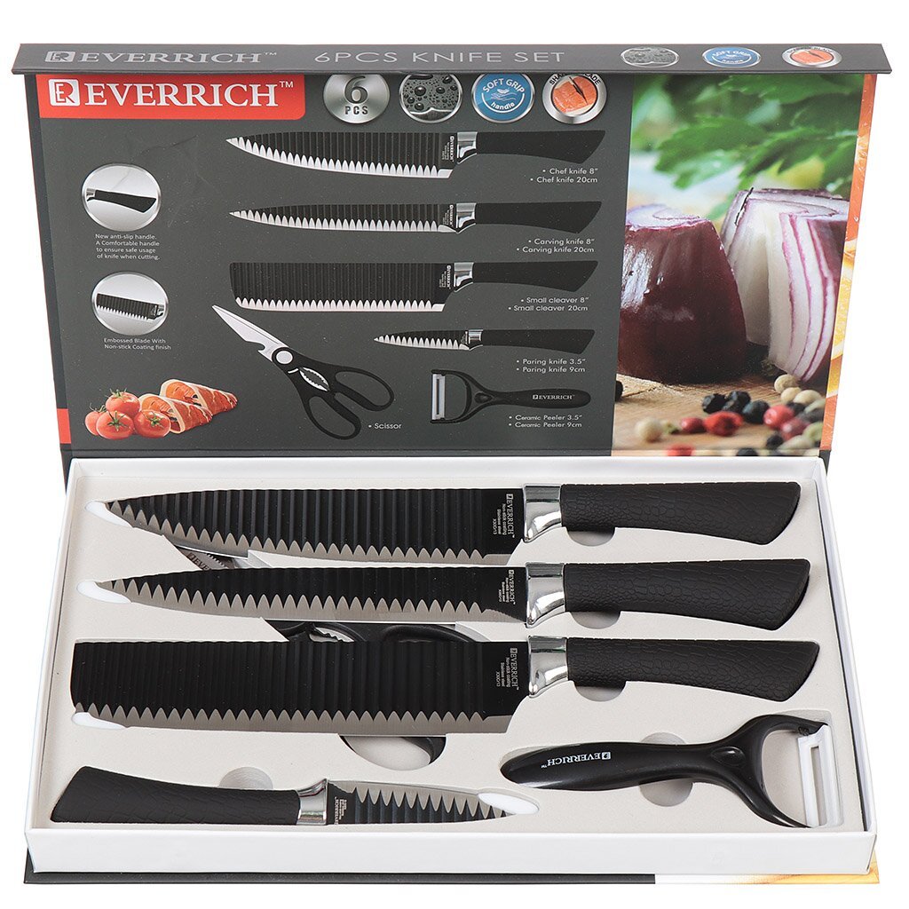 Knife Set 6pcs Black in Colour Box,Knife Set 6pcs Black in Colour Box