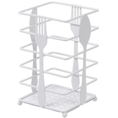 Metal Square Cutlery Stand White Fork Spoon Design 10*10*16.5CM,Metal Square Cutlery Stand White Fork Spoon Design 10*10*16.5CM