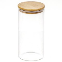 Стеклянная канистра для сыпучих продуктов 1400 мл с бамбуковой крышкой,Стеклянная канистра для сыпучих продуктов 1400 мл с бамбуковой крышкой