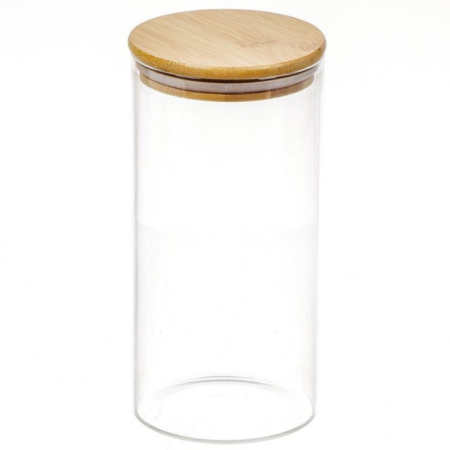 Стеклянная канистра для сыпучих продуктов 1400 мл с бамбуковой крышкой,Стеклянная канистра для сыпучих продуктов 1400 мл с бамбуковой крышкой