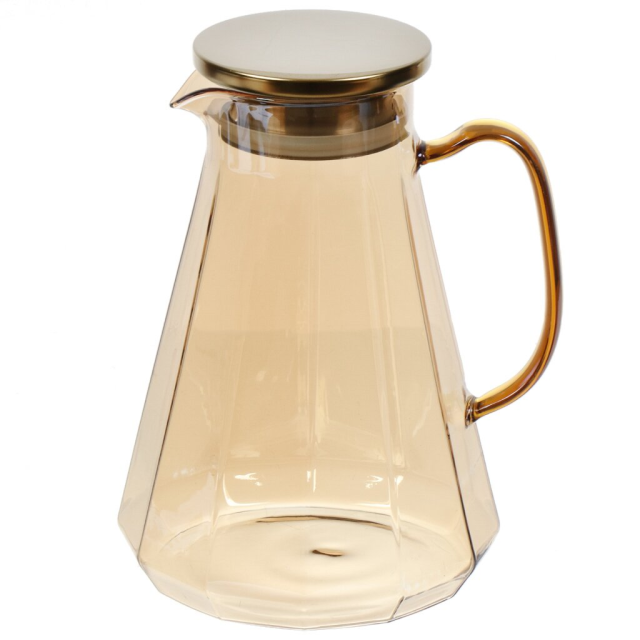 إبريق شاي زجاجي مع غطاء معدني عسل 1500 مل,إبريق شاي زجاجي مع غطاء معدني عسل 1500 مل
