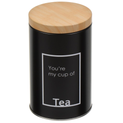 Металлическая черная банка-контейнер для хранения с крышкой в деревянном дизайне для сыпучих продуктов, чая 9*14,5 см,Металлическая черная банка-контейнер для хранения с крышкой в деревянном дизайне для сыпучих продуктов, чая 9*14,5 см