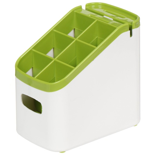 Пластиковая подставка для столовых приборов, зеленая, 11*18*17 см,Пластиковая подставка для столовых приборов, зеленая, 11*18*17 см