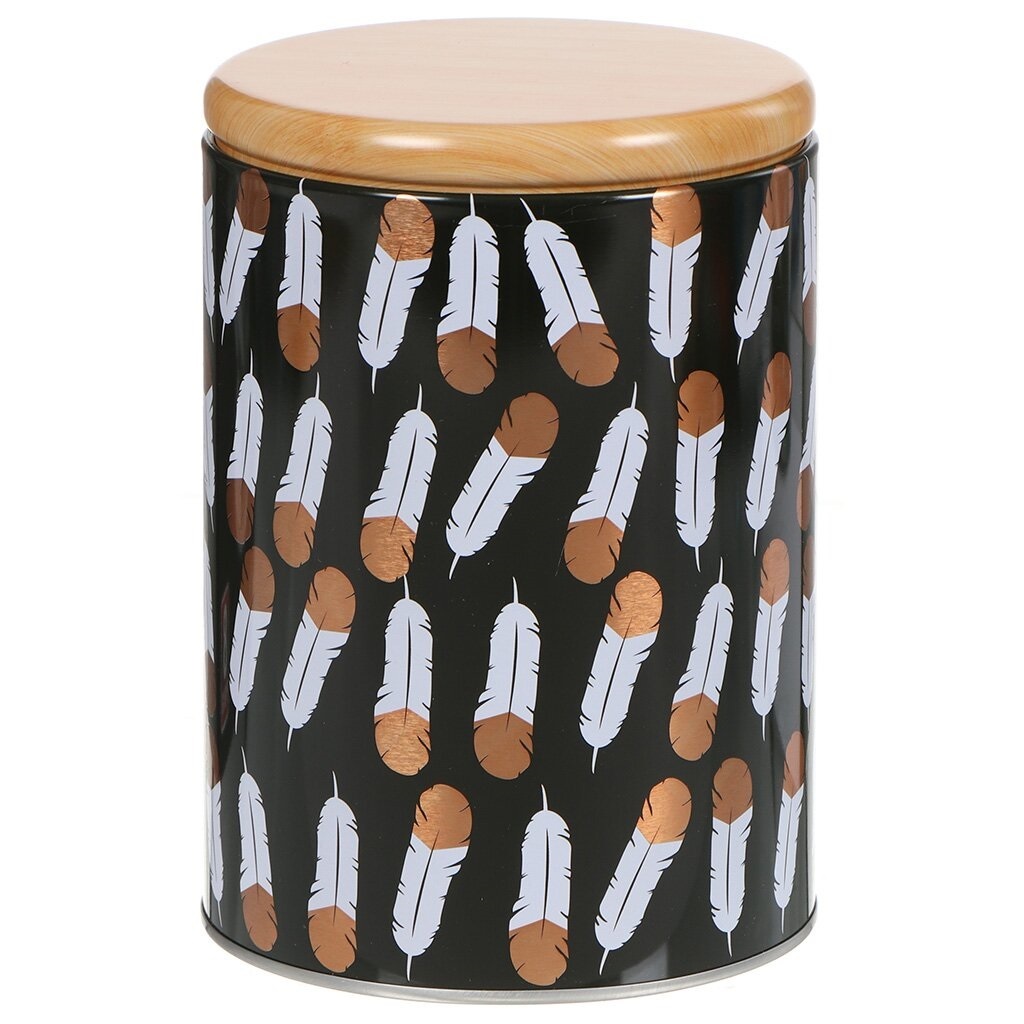 Metal Storage Box Jar With Lid Black Feathers Design 11*15CM,Metal Storage Box Jar With Lid Black Feathers Design 11*15CM