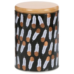 صندوق تخزين معدني مع غطاء بتصميم ريش أسود 11*15 سم,صندوق تخزين معدني مع غطاء بتصميم ريش أسود 11*15 سم