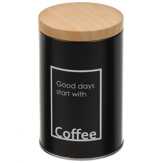 صندوق تخزين معدني أسود مع غطاء للمنتجات السائبة والقهوة 9*14.5 سم,صندوق تخزين معدني أسود مع غطاء للمنتجات السائبة والقهوة 9*14.5 سم