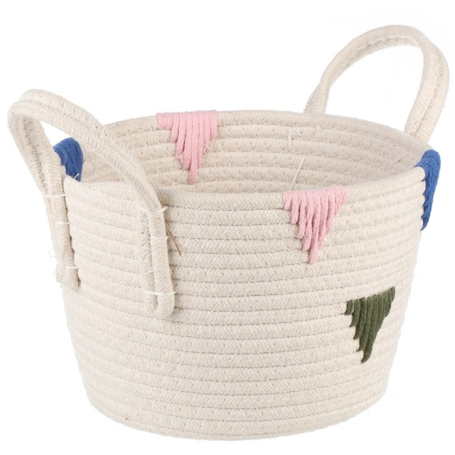 Корзина для хранения из хлопковой веревки 24*15 см,Корзина для хранения из хлопковой веревки 24*15 см