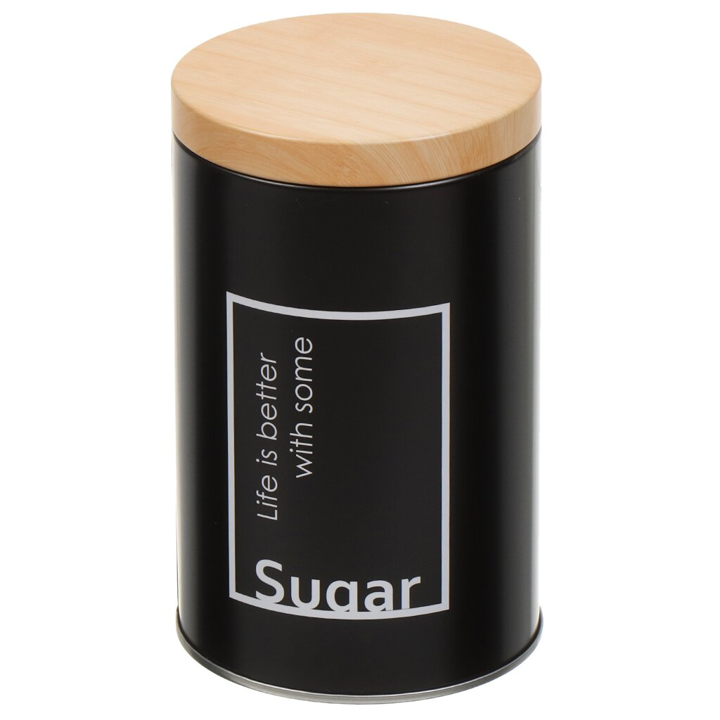 Metal Black Jar Storage Box With Wood Design Lid for Bulk Products Sugar 9*14.5CM,Metal Black Jar Storage Box With Wood Design Lid for Bulk Products Sugar 9*14.5CM