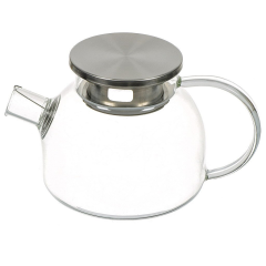 Стеклянный чайник с ситечком и металлической крышкой 1000 мл,Стеклянный чайник с ситечком и металлической крышкой 1000 мл
