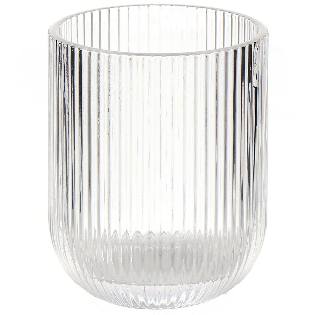 كوب زجاجي شفاف بتصميم خطوط سعة 260 مل,كوب زجاجي شفاف بتصميم خطوط سعة 260 مل