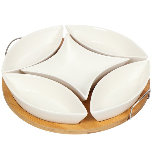 طقم شاي سيراميك على حامل من الخيزران,طقم شاي سيراميك على حامل من الخيزران