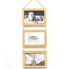 إطار صور من خشب MDF لثلاث صور 49*17 سم، مقاس الصورة 10*15 سم,إطار صور من خشب MDF لثلاث صور 49*17 سم، مقاس الصورة 10*15 سم