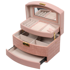 حقيبة مجوهرات ومستحضرات تجميل 21.5*15*13 سم وردي,حقيبة مجوهرات ومستحضرات تجميل 21.5*15*13 سم وردي