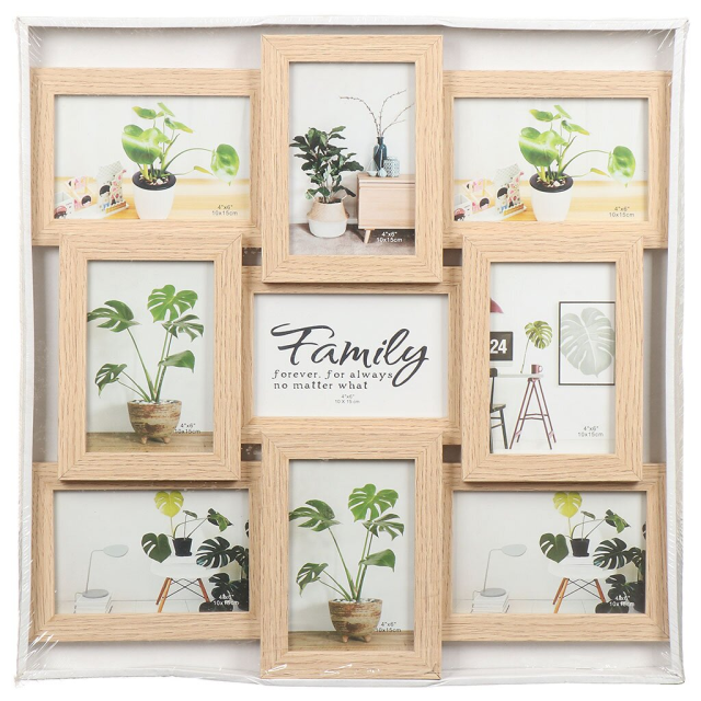 Classic Light Oak Photo Frame for 9 Photos 46*46CM,Classic Light Oak Photo Frame for 9 Photos 46*46CM