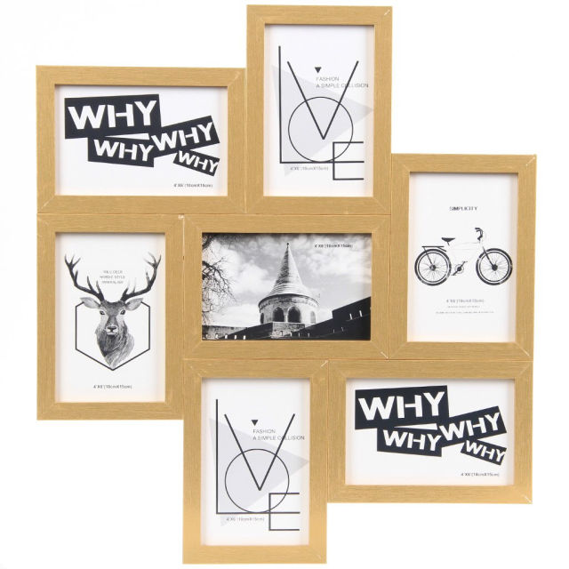 إطار صور من خشب MDF لـ 7 صور مقاس 42*47 سم، مقاس الصورة 10*15 سم,إطار صور من خشب MDF لـ 7 صور مقاس 42*47 سم، مقاس الصورة 10*15 سم