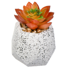 زهرة وردية صناعية مزخرفة في وعاء 18 سم,زهرة وردية زخرفية اصطناعية في وعاء 18 سم