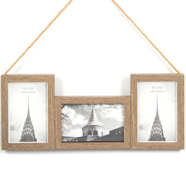 إطار صور من خشب MDF لثلاث صور 40.5*17 سم، مقاس الصورة 10*15 سم,إطار صور من خشب MDF لثلاث صور 40.5*17 سم، مقاس الصورة 10*15 سم