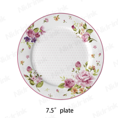 Retro Flower Design Ceramic Plate Pastoral Style, 7.5"(19cm) Porcelain Plate, White,7.5" Retro Flower Design Ceramic Plate Pastoral Style